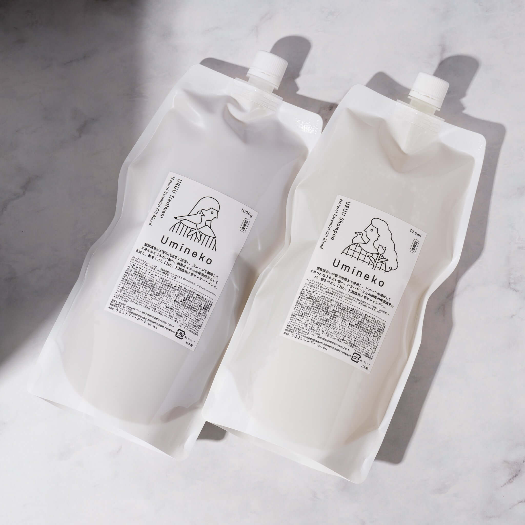 うるうシャンプー＆うるうトリートメント（詰め替えセット）の画像。詰替用は非常にお得。